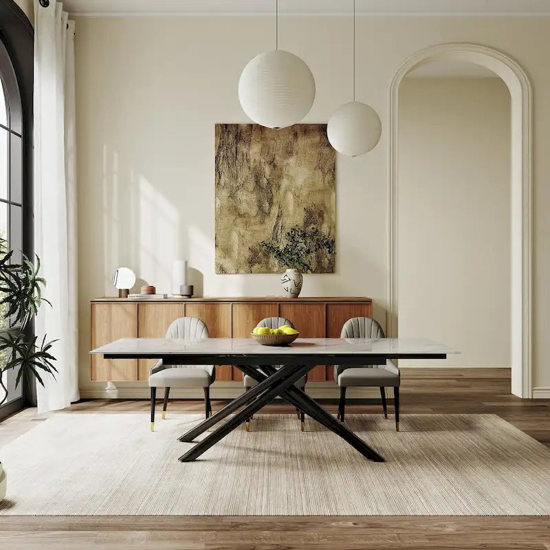 Modern Metal Leather Chair Extendable