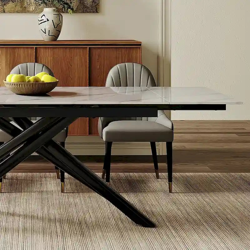 Modern Metal Leather Chair Extendable