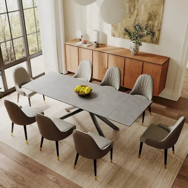 Modern Metal Leather Chair Extendable