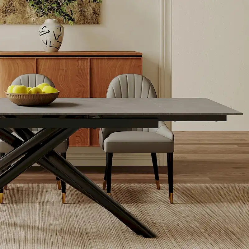 Modern Metal Leather Chair Extendable