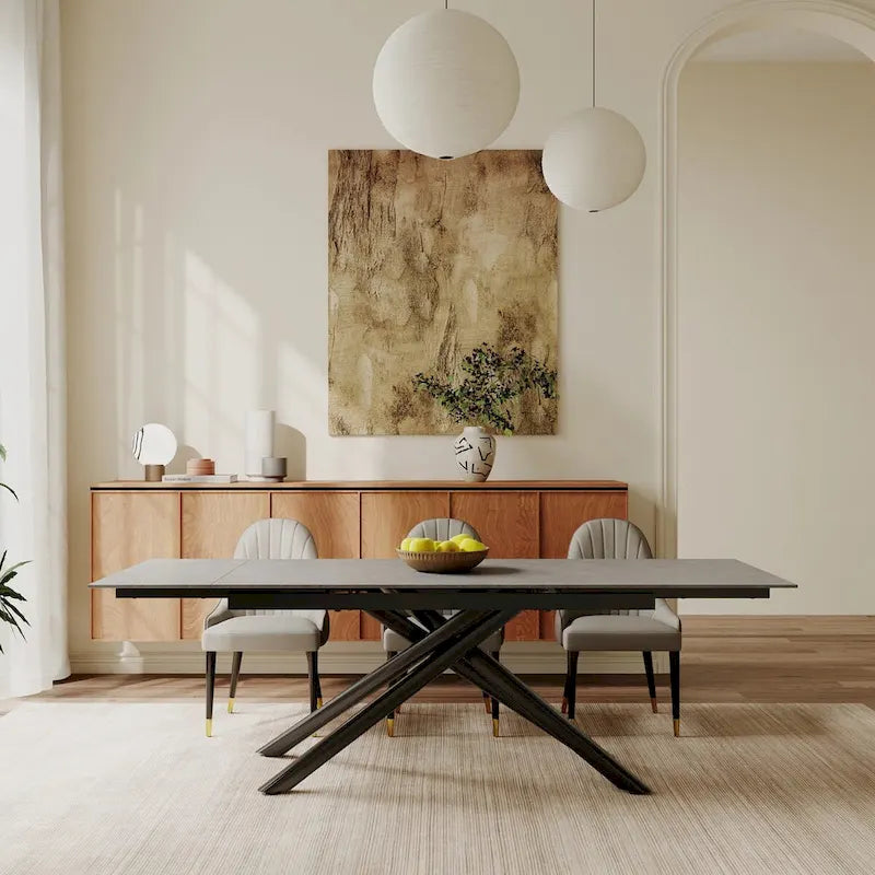 Modern Metal Leather Chair Extendable