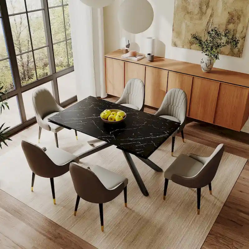 Modern Metal Leather Chair Extendable