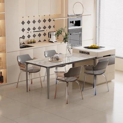 81 Inch Modern Metal Glass Table LED