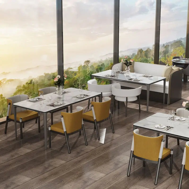 81 Inch Modern Metal Glass Table LED