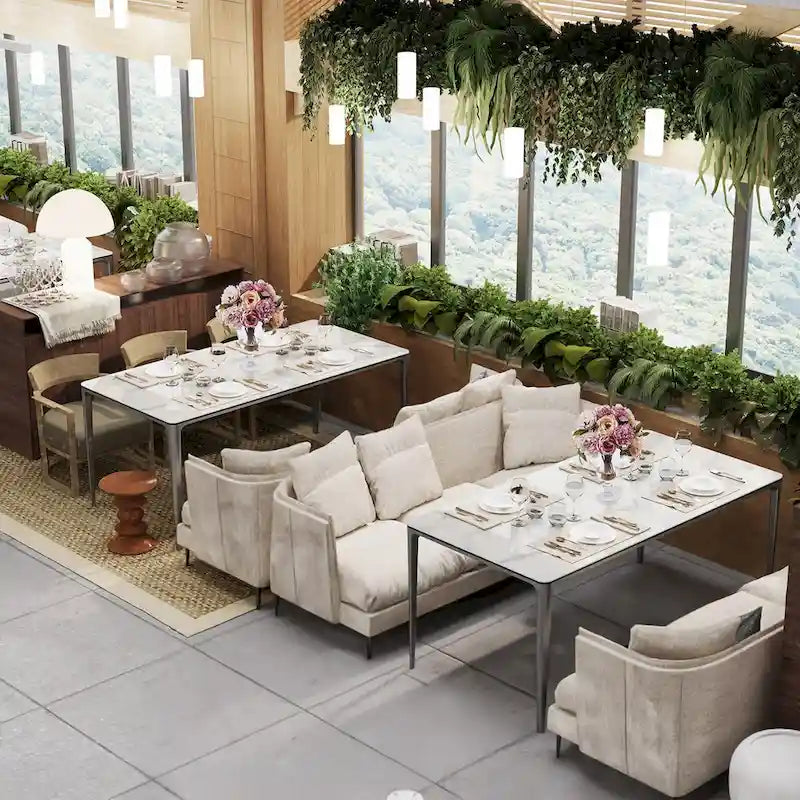 81 Inch Modern Metal Glass Table LED