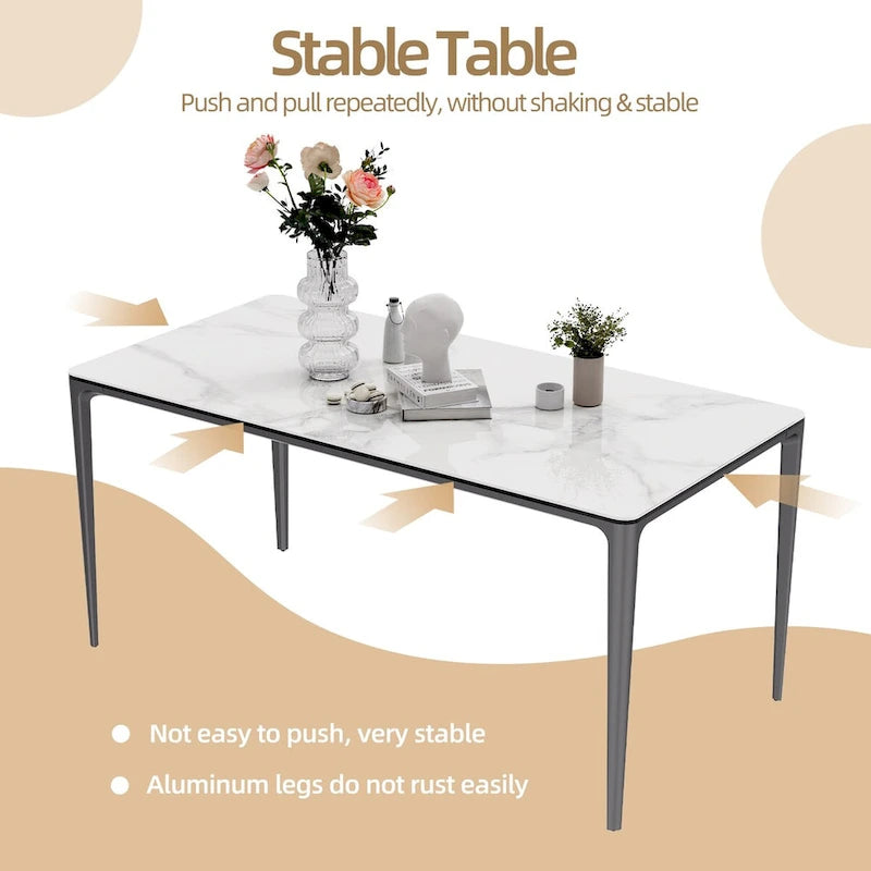 81 Inch Modern Metal Glass Table LED