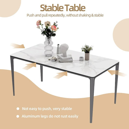 81 Inch Modern Metal Glass Table LED