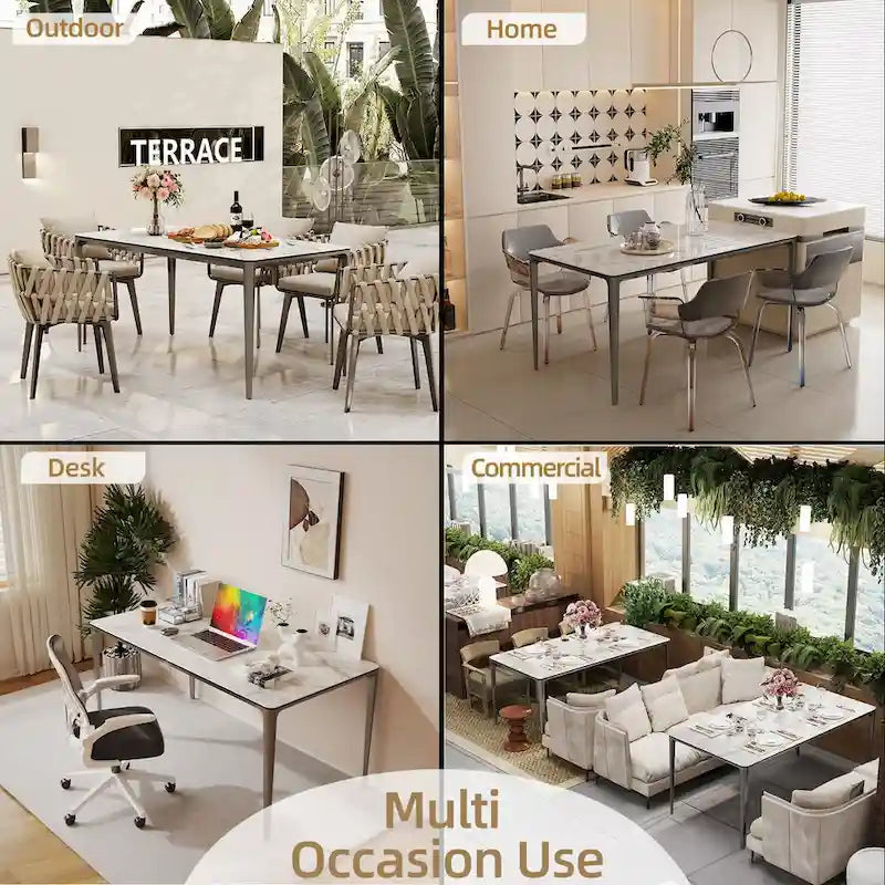 81 Inch Modern Metal Glass Table LED