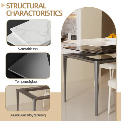 81 Inch Modern Metal Glass Table LED