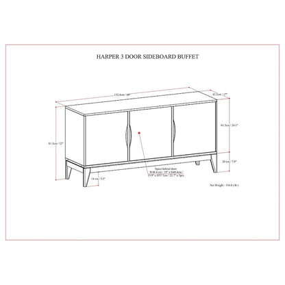 60 Inch Mid-Century Modern Solid Wood Cabinet Adjustable