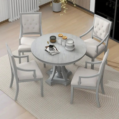 Nestfair Retro 5-piece Dining Set with 4 Chairs and Extendable Table