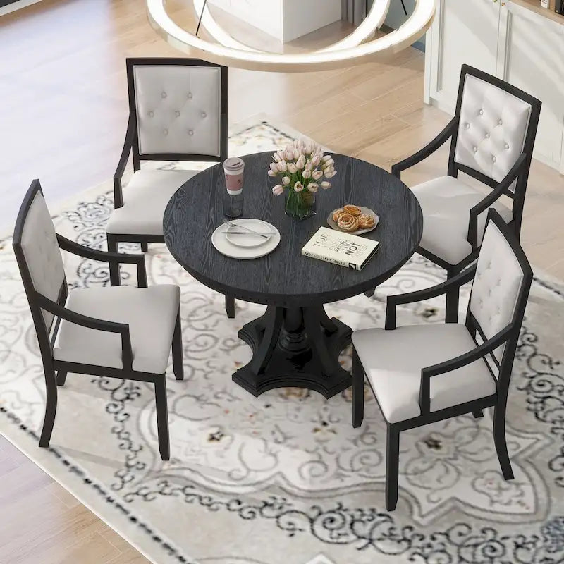 Nestfair Retro 5-piece Dining Set with 4 Chairs and Extendable Table