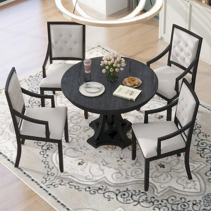 Nestfair Retro 5-piece Dining Set with 4 Chairs and Extendable Table
