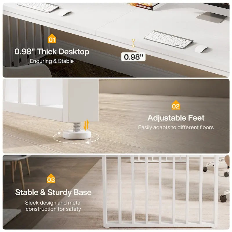 78.7-Inch 2 Person Computer Desk, Wood Writing Executive Desk for Home Office