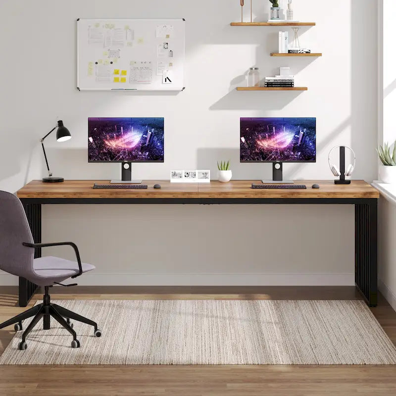 78.7-Inch 2 Person Computer Desk, Wood Writing Executive Desk for Home Office