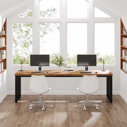 78.7-Inch 2 Person Computer Desk, Wood Writing Executive Desk for Home Office