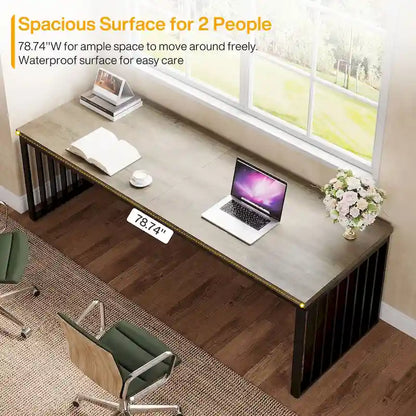 78.7-Inch 2 Person Computer Desk, Wood Writing Executive Desk for Home Office