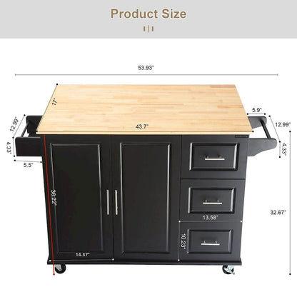 36.22 Inch Modern Wood Kitchen Cart Extendable