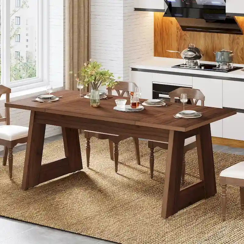 Farmhouse Wood Engineered Wood Table Adjustable