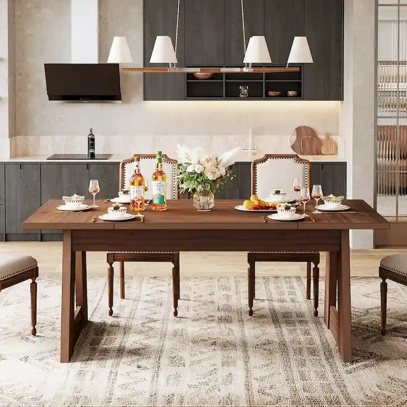 Farmhouse Wood Engineered Wood Table Adjustable