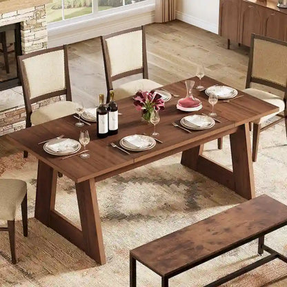 Farmhouse Wood Engineered Wood Table Adjustable