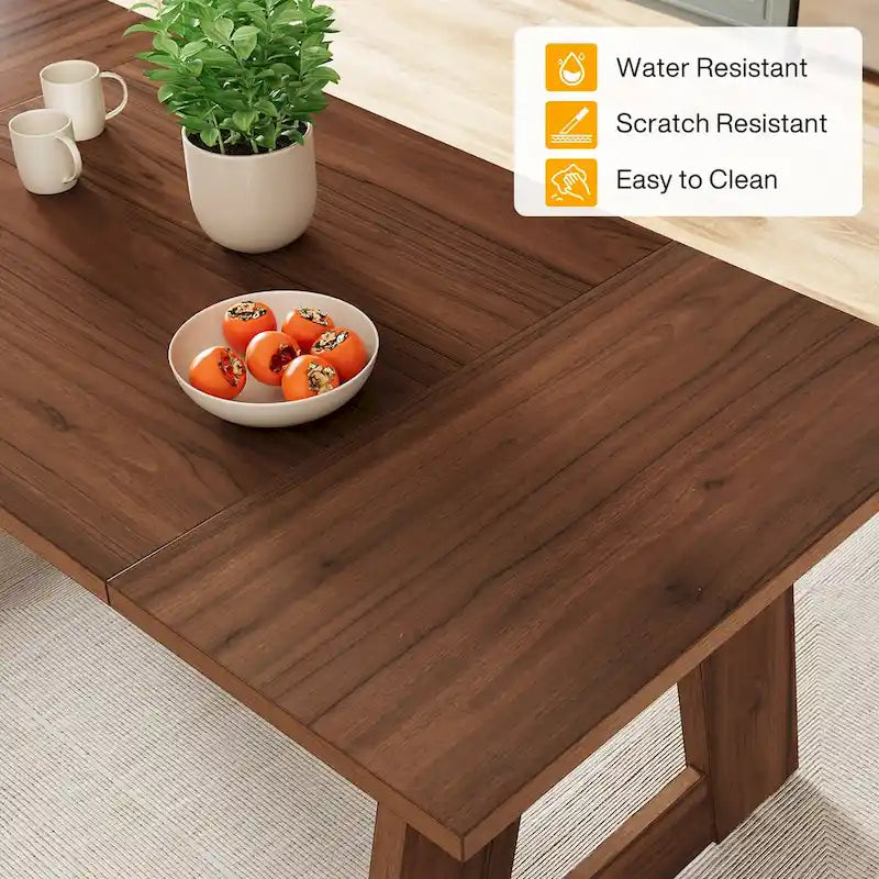 Farmhouse Wood Engineered Wood Table Adjustable