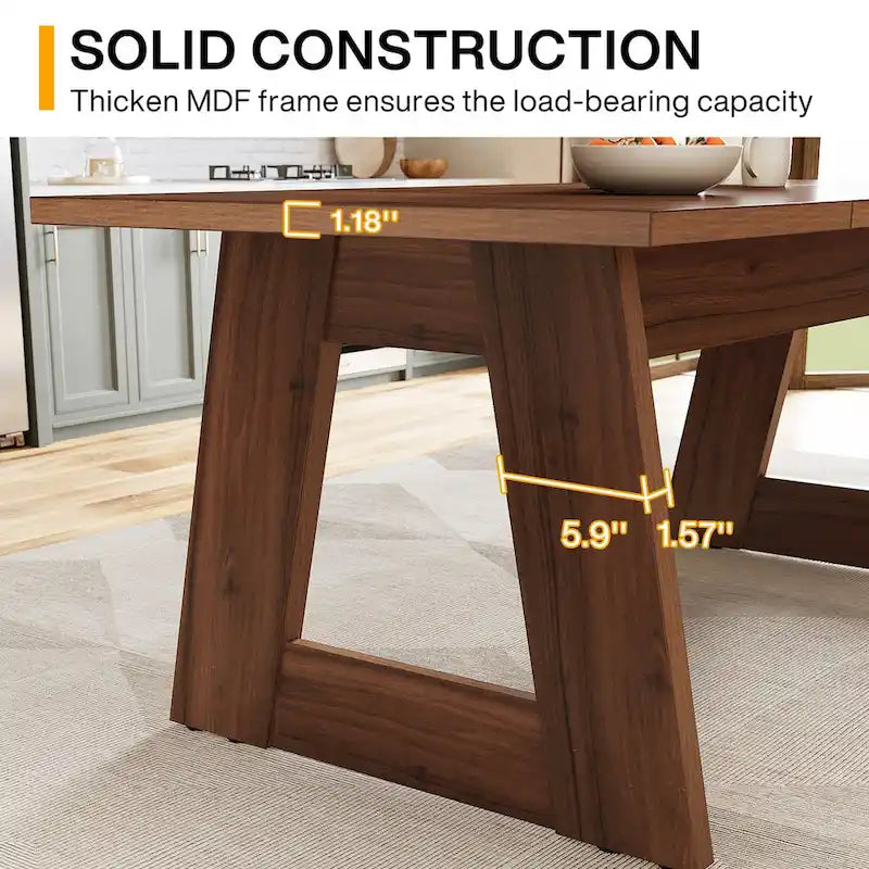 Farmhouse Wood Engineered Wood Table Adjustable