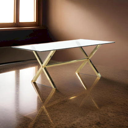 79 Inch Modern Metal Glass Table