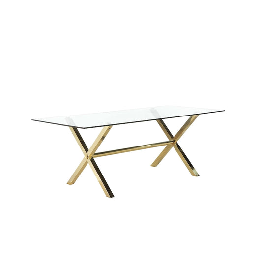 79 Inch Modern Metal Glass Table