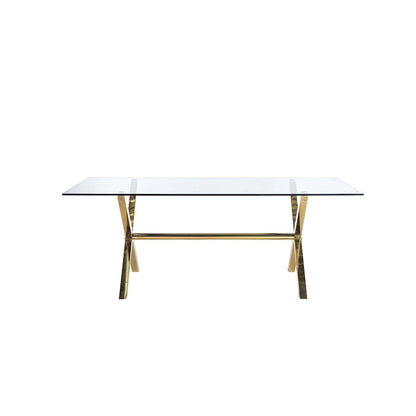 79 Inch Modern Metal Glass Table