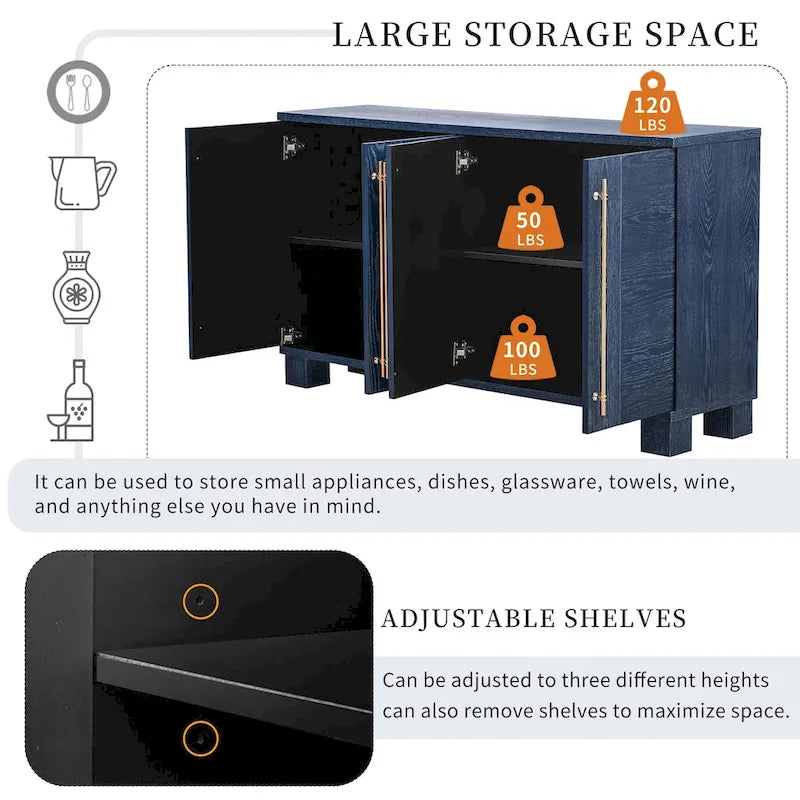 Full Traditional Solid Wood Metal Table Adjustable