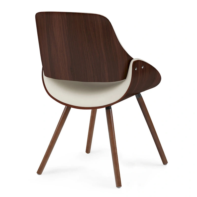 Mid-Century Modern Wood Fabric Chair Upholstered