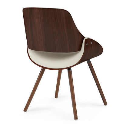 Mid-Century Modern Wood Fabric Chair Upholstered