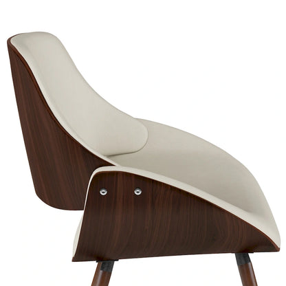 Mid-Century Modern Wood Fabric Chair Upholstered