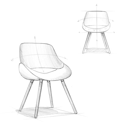 Mid-Century Modern Wood Fabric Chair Upholstered