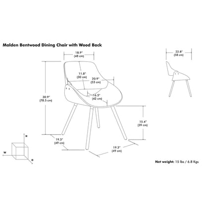 Mid-Century Modern Wood Fabric Chair Upholstered