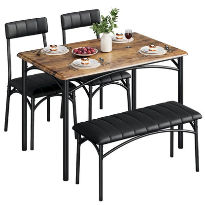 4-Piece Rustic Metal Fabric Table Upholstered