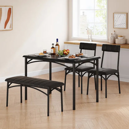 4-Piece Rustic Metal Fabric Table Upholstered