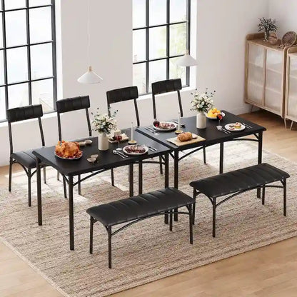 4-Piece Rustic Metal Fabric Table Upholstered