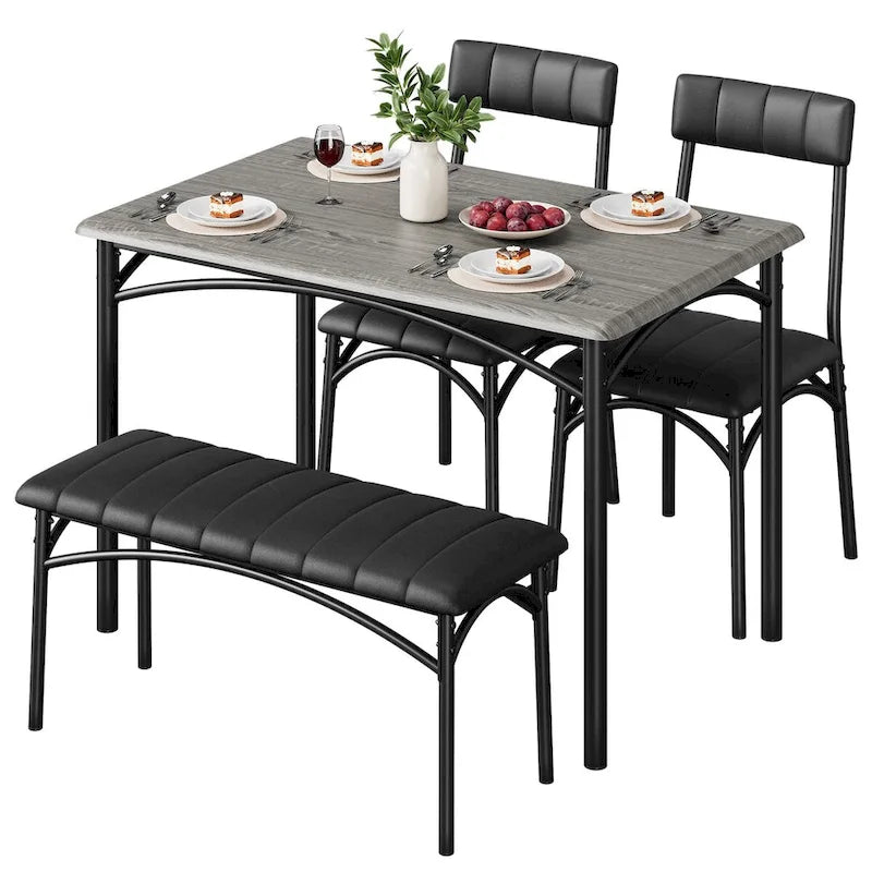 4-Piece Rustic Metal Fabric Table Upholstered