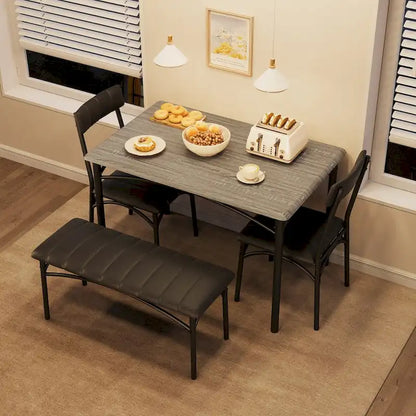 4-Piece Rustic Metal Fabric Table Upholstered