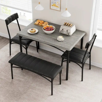 4-Piece Rustic Metal Fabric Table Upholstered