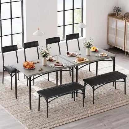 4-Piece Rustic Metal Fabric Table Upholstered