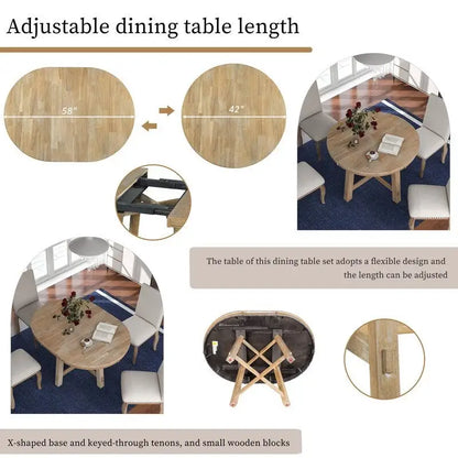 Modern Solid Wood Engineered Wood Table Extendable