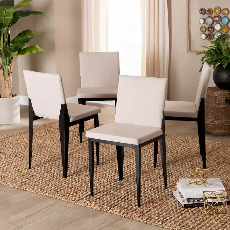 Modern Wood Metal Chair Upholstered