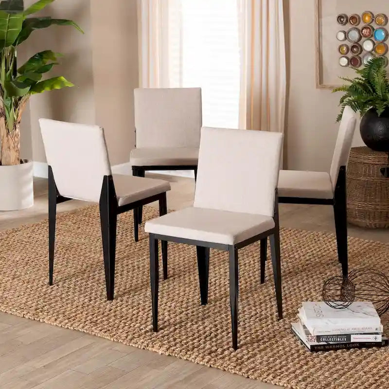 Modern Wood Metal Chair Upholstered