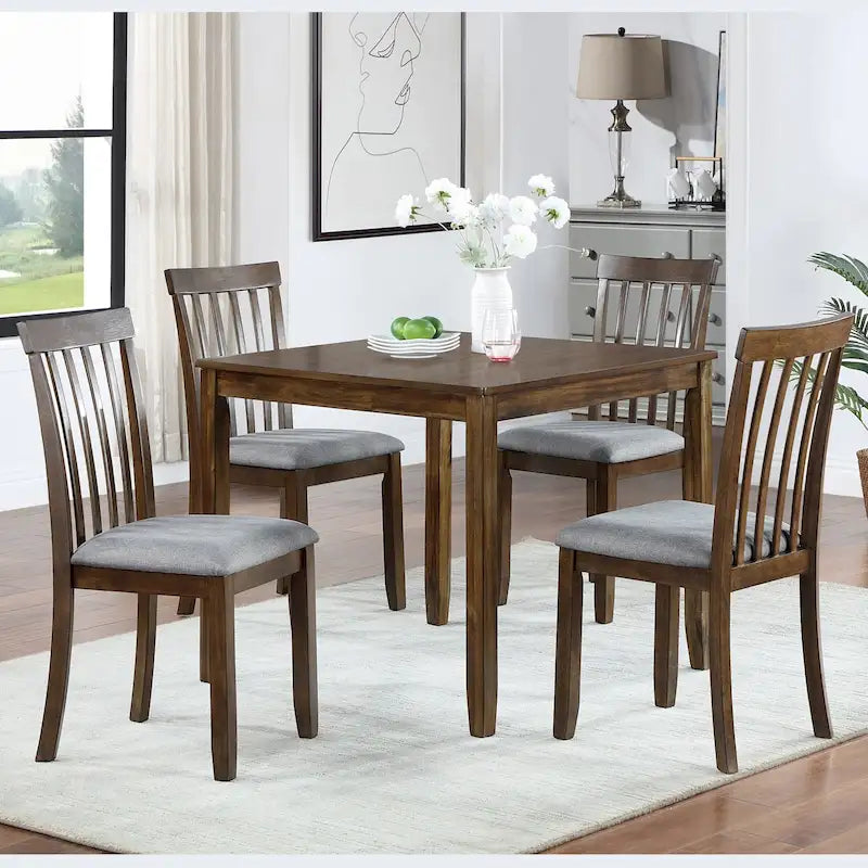5-Piece Modern Solid Wood Linen Table Upholstered