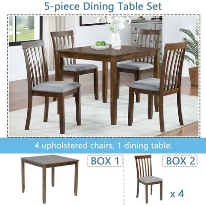 5-Piece Modern Solid Wood Linen Table Upholstered
