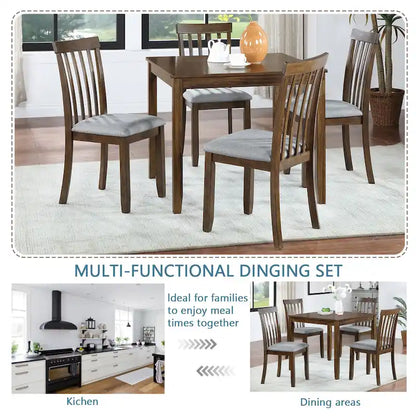 5-Piece Modern Solid Wood Linen Table Upholstered