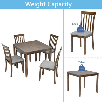 5-Piece Modern Solid Wood Linen Table Upholstered